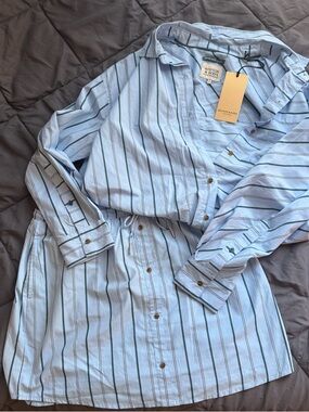 Scotch & Soda Light Blue Striped Shirt & Skirt Set with Navy Accents